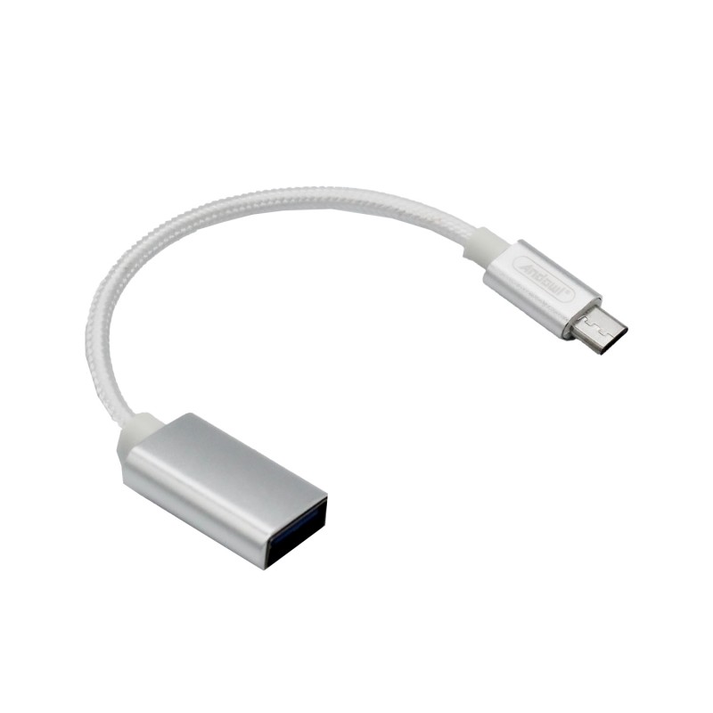 Αντάπτορας καλώδιο Micro USB αρσενικό σε USB θηλυκό ασημί Q-OT02 Andowl