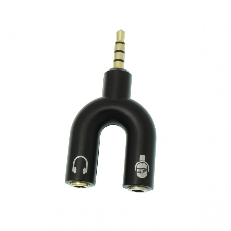 Splitter ήχου 3.5mm Jack αρσενικό σε 2 3.5mm jack θηλυκό για μικρόφωνο και ακουστικά μαύρο OEM