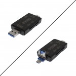 Αντάπτορας προβολής αρχείων USB/Micro USB/Type C αρσενικά σε USB/SD/TF θηλυκά OTG card reader μαύρο USB-6 TREQA