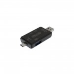 Αντάπτορας προβολής αρχείων USB/Micro USB/Type C αρσενικά σε USB/SD/TF θηλυκά OTG card reader μαύρο USB-6 TREQA