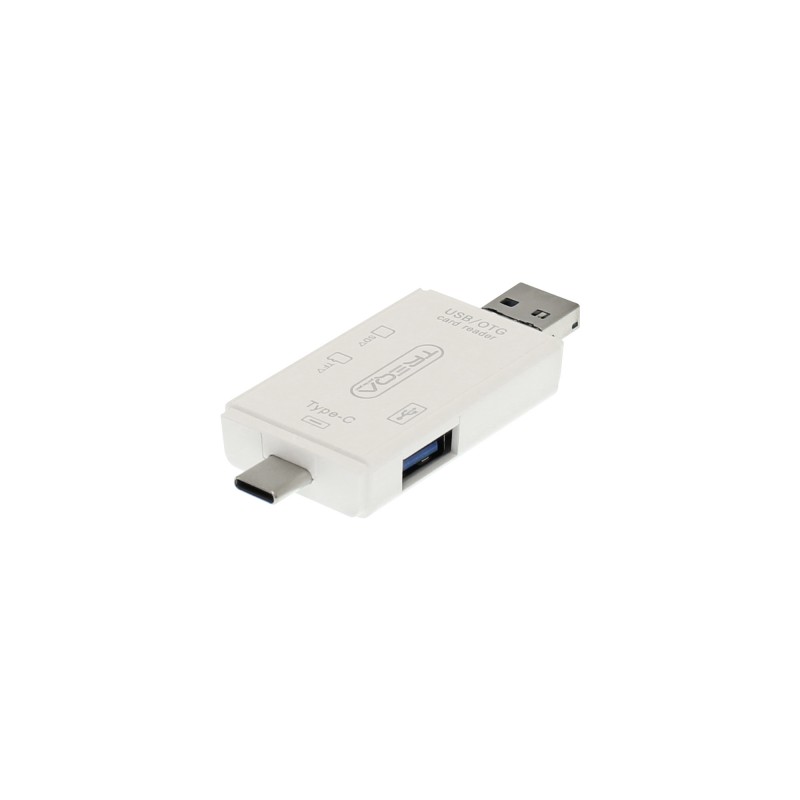 Αντάπτορας προβολής αρχείων USB/Micro USB/Type C αρσενικά σε USB/SD/TF θηλυκά OTG card reader λευκό USB-6 TREQA
