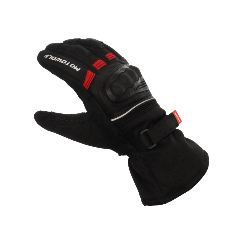Αδιάβροχα χειμερινά γάντια μηχανής με προστασία στις αρθρώσεις XLarge κόκκινα Motowolf MDL0318