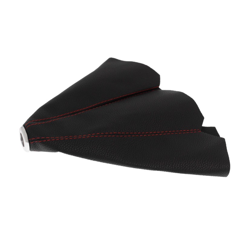 Κάλυμμα-φυσούνα λεβιέ ταχυτήτων αυτοκινήτου (Φ) 20cm από συνθετικό δέρμα μαύρο με κόκκινες ραφές OEM