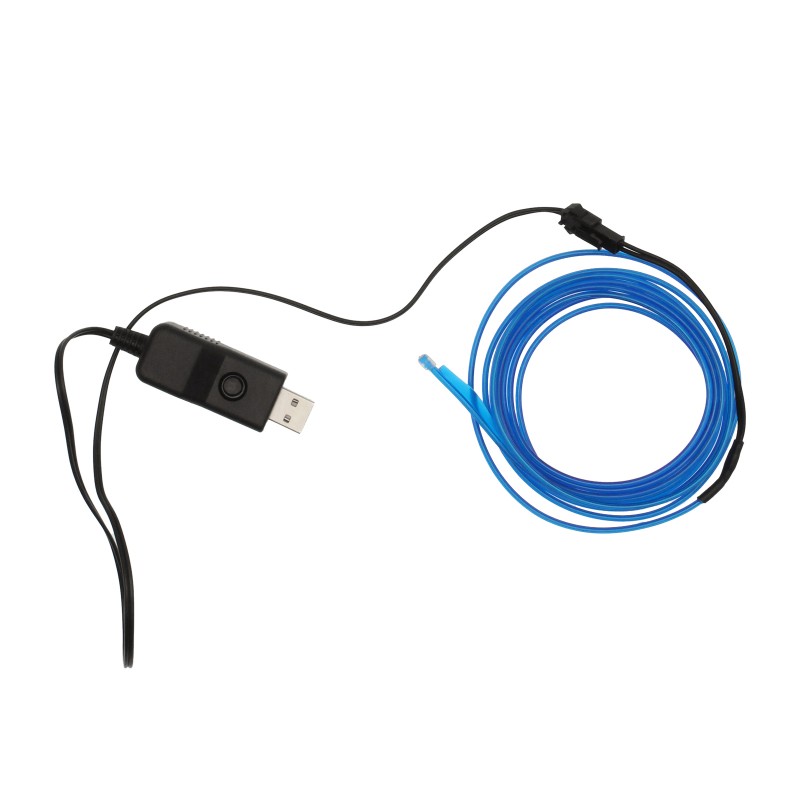 Εύκαμπτο φωτιζόμενο LED καλώδιο Neon USB 5V μπλε για εσωτερική διακόσμηση αυτοκινήτου 2m ΟΕΜ