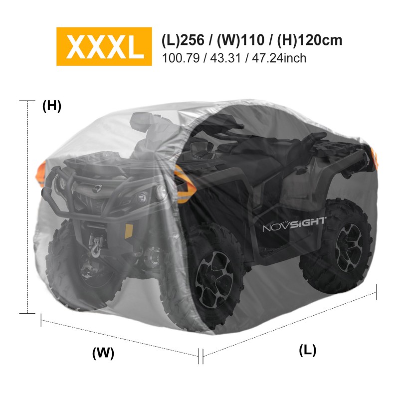 Κουκούλα μηχανής ATV αδιάβροχη με λάστιχο και ιμάντα XXXL 256 x 110 x 120cm A225-08-XXXL NOVSIGHT
