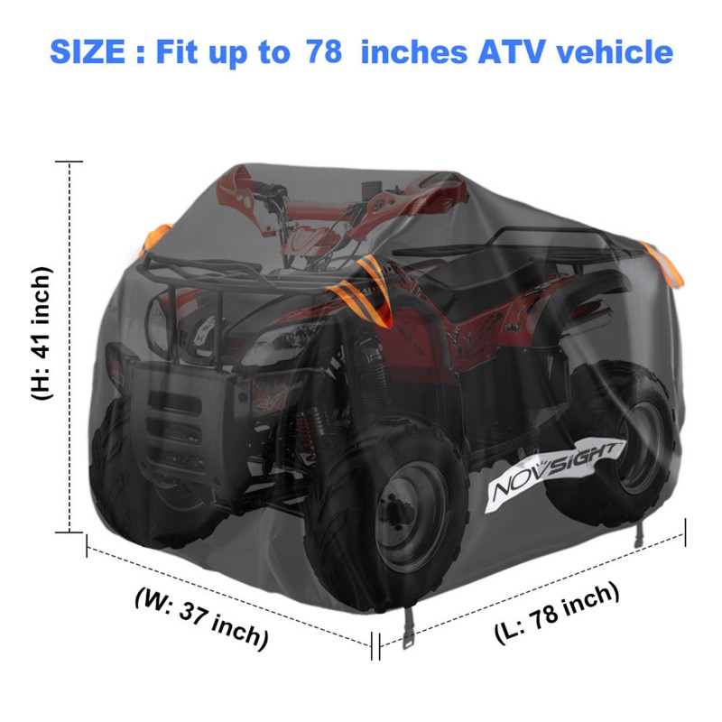 Κουκούλα μηχανής ATV αδιάβροχη με λάστιχο και ιμάντα large 200 x 95 x 106cm A225-09-L NOVSIGHT