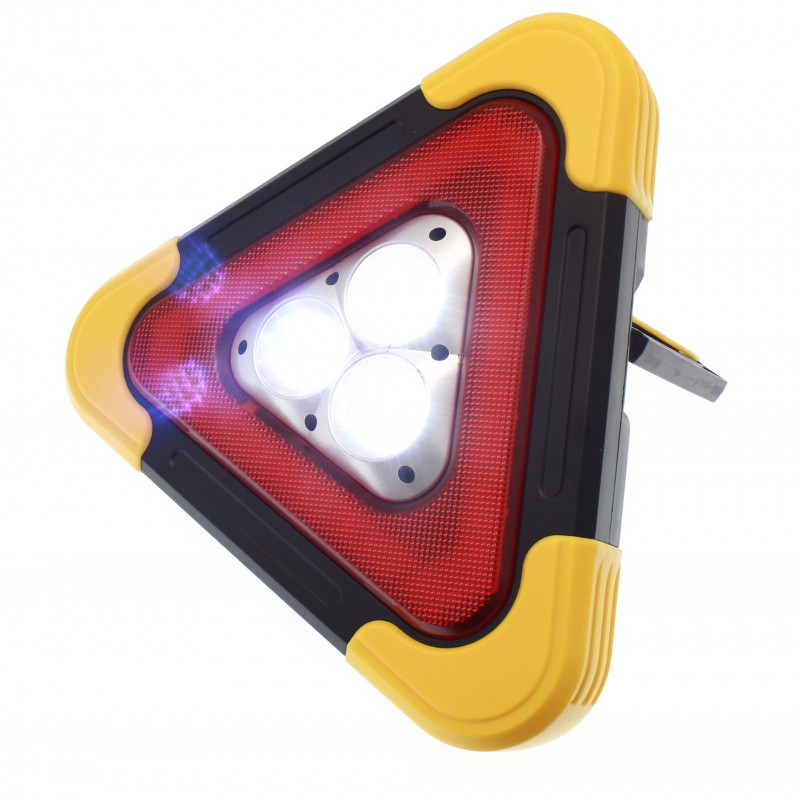 LED επαναφορτιζόμενο τρίγωνο ασφαλείας αυτοκινήτου με 5 διαφορετικούς φωτισμούς και ηλιακό πάνελ κίτρινο Hurry Bolt HB-7709