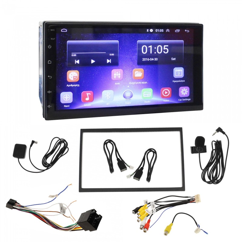 Ηχοσύστημα αυτοκινήτου 2DIN Bluetooth με TFT HD οθόνη αφής 7" MP5 12V USB/AUX/FM/GPS 60W Android 10.0 με εξωτερικό μικρόφωνο 3.5mm Jack OEM