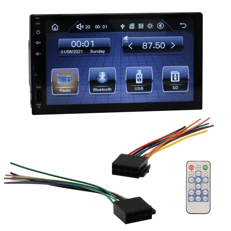 Ηχοσύστημα αυτοκινήτου 2DIN με οθόνη αφής 7'' HD 12V USB/AUX/FM/SD και τηλεχειριστήριο OEM