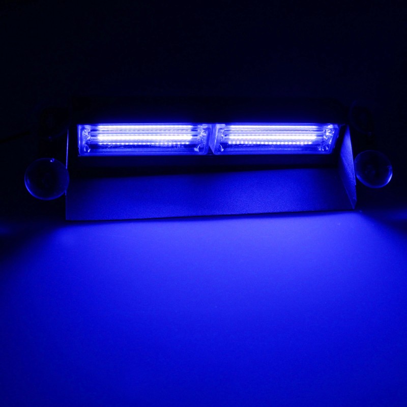 Φώτα προειδοποιητικά για παρμπρίζ υψηλής φωτεινότητας LED COB 8W 12V/24V μπλε με αναπτήρα αυτοκινήτου και βεντούζες OEM
