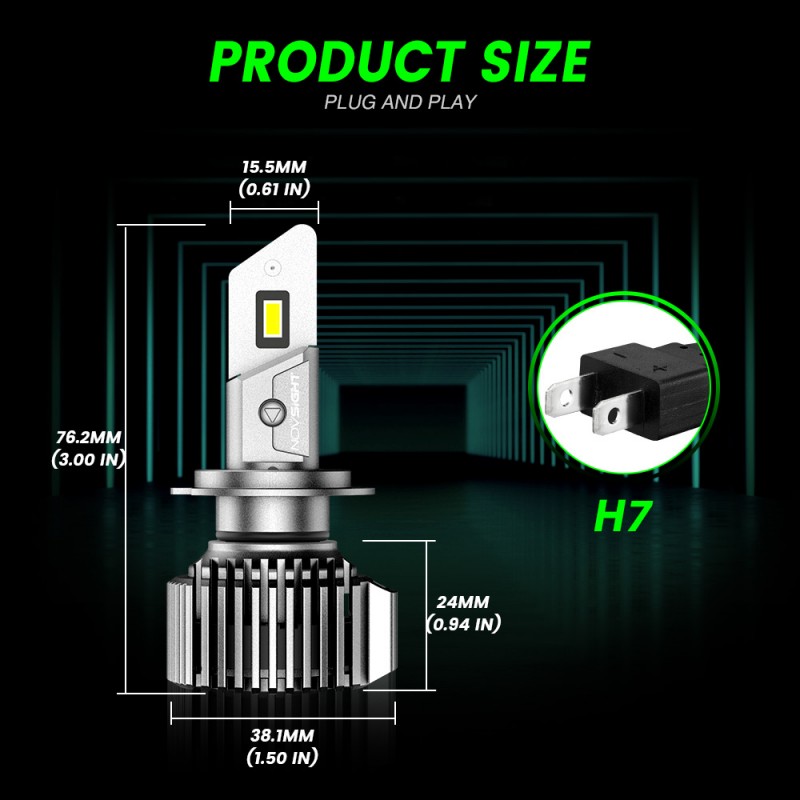 H7 LED 12V/24V 100W 20000LM 6500K IP68 A500 N52 NOVSIGHT 2 x 50W 2 έτη εγγύηση