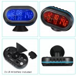 Ψηφιακό θερμόμετρο βολτόμετρο ρολόι αυτοκινήτου πολλαπλών ενδείξεων μαύρο-μπλε VST-7009V 