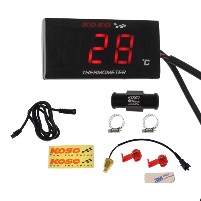 Ψηφιακό θερμόμετρο ψυγείου μοτοσυκλέτας/αυτοκινήτου με σύνδεσμο σωλήνων διαμέτρου 3/4" κόκκινο BA024R11 KOSO