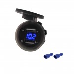 Ψηφιακό βολτόμετρο και διπλός φορτιστής USB 12V/24V μπλε W05237-B RCHANG