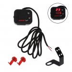 Ψηφιακό αδιάβροχο βολτόμετρο και θερμόμετρο για καθρέπτη μοτοσυκλέτας 12V με θύρα USB κόκκινο BAO24R11 KOSO 
