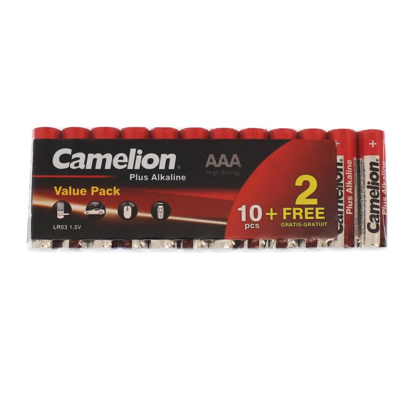 Αλκαλικές μπαταρίες AAA 1.5V 1250mAh 12 τεμάχια LR03-SP12 Camelion