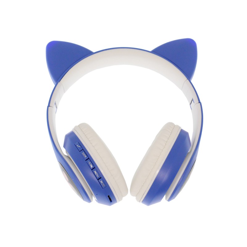 Ασύρματα ακουστικά Bluetooth Cat Headphones με RGB φωτισμό και θύρες TF/3.5mm Jack μπλε STN-28