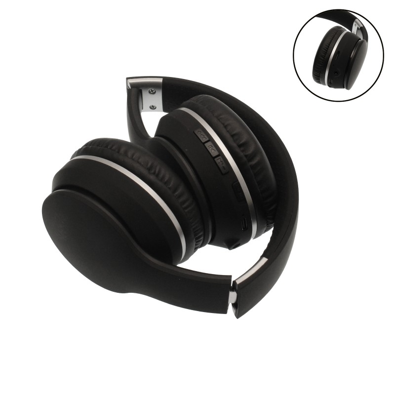 Ασύρματα ακουστικά Bluetooth over ear αναδιπλούμενα με ενσωματωμένο μικρόφωνο και καλώδιο ήχου μαύρα HZ-BT611