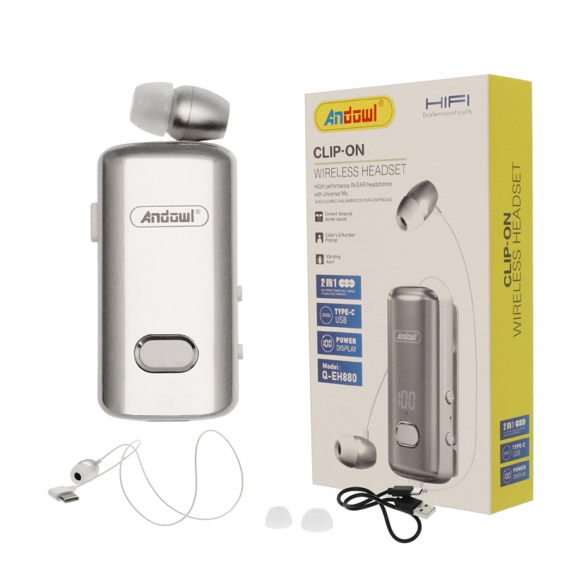 Aσύρματο Bluetooth ακουστικό ασημί Q-EH880 Andowl