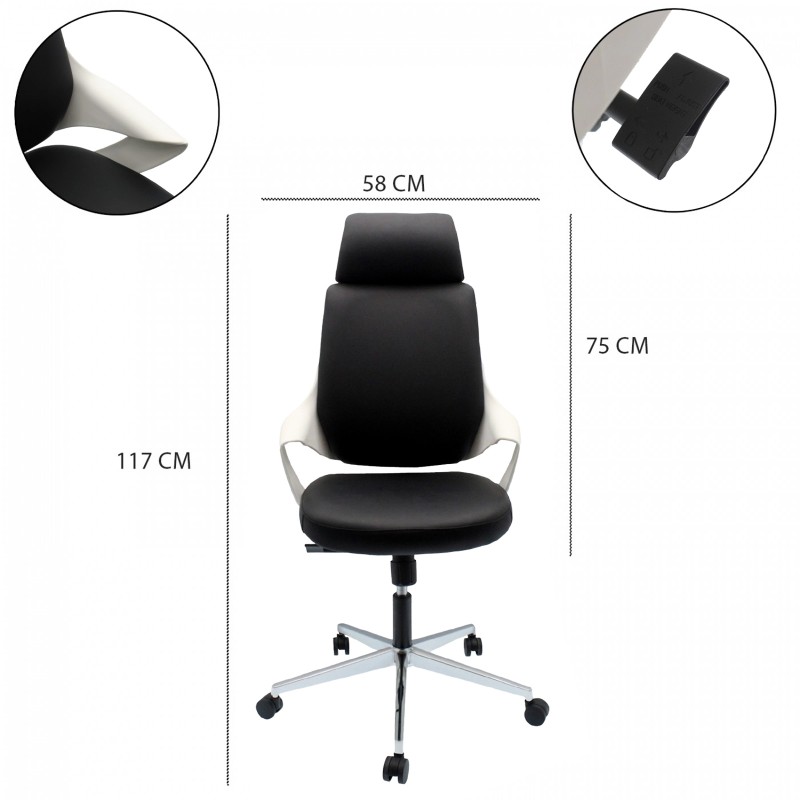 Καρέκλα γραφείου άσπρη/μαύρη ELITESON YN-23-046