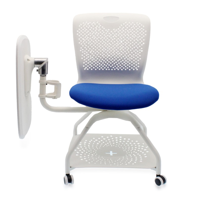 Καρέκλα εργασίας άσπρη/μπλε με βάση στήριξης και ποτηροθήκη ELITESON YN-CH-P-029C