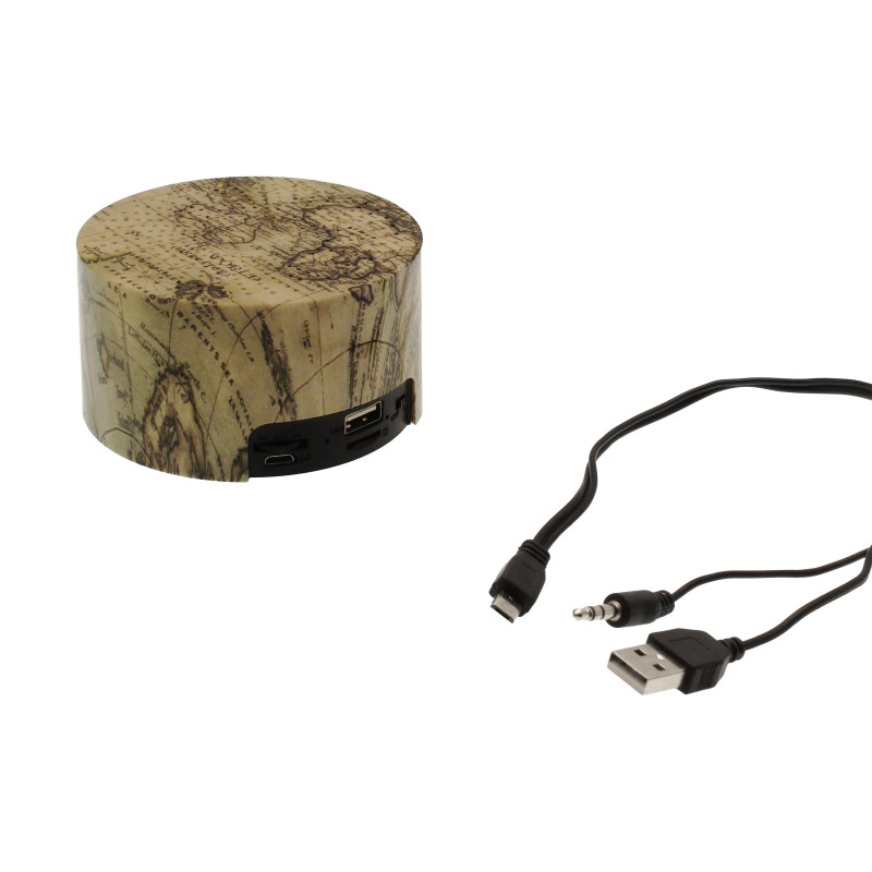 Ασύρματο Bluetooth φορητό ηχείο 3W με ραδιόφωνο και θύρες USB/Micro USB/TF card σε σχέδιο χάρτη OEM