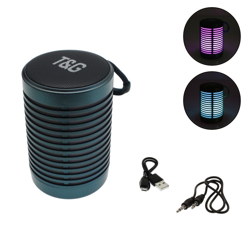 Ασύρματο Bluetooth φορητό ηχείο 5W με RGB φωτισμό και θύρες USB/Micro USB/TF/AUX μπλε TG-371