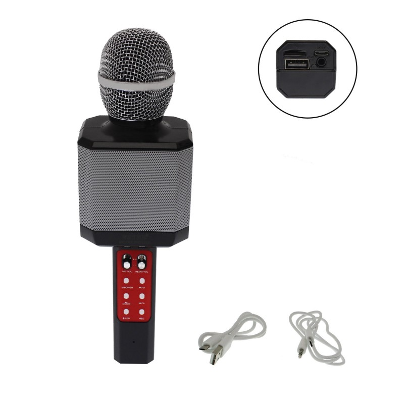 Ασύρματο μικρόφωνο Karaoke με Bluetooth ηχείο μαύρο WS-1828 OEM