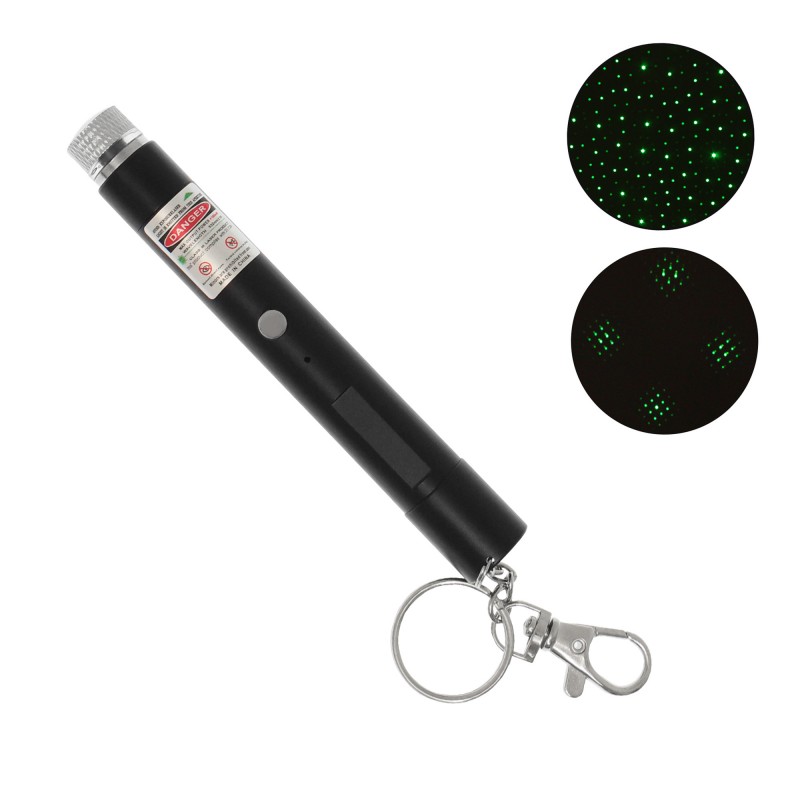 Laser Pointer επαναφορτιζόμενο USB 100mW 532nm πράσινο με κεφαλή για εναλλακτικά σχέδια σε μπρελόκ ΟΕΜ