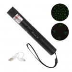 Laser Pointer 100mW 532nm επαναφορτιζόμενο πράσινο με ρυθμιζόμενο zoom και κεφαλή για εναλλακτικά σχέδια USB Laser 303
