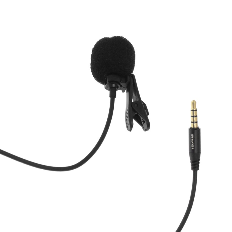 Ενσύρματο πυκνωτικό μικρόφωνο 3.5mm jack ψείρα για καταγραφή ήχου MK1 Awei