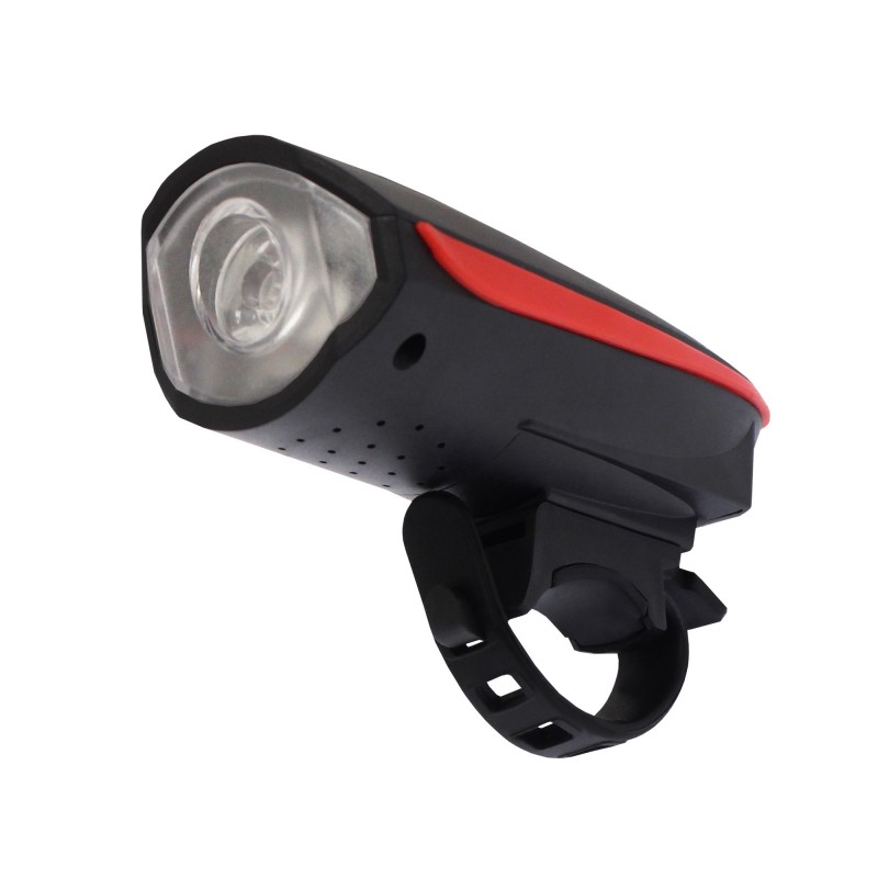 Φακός LED ποδηλάτου με ενσωματωμένη κόρνα και 3 λειτουργίες IP44 250LM μαύρος-κόκκινος FY-056