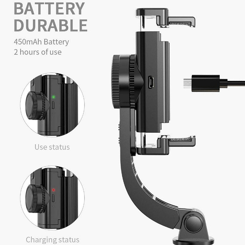 3 σε 1 Bluetooth Τρίποδο, Selfie stick και Gimbal κινητού με αποσπώμενο χειριστήριο μαύρο L08