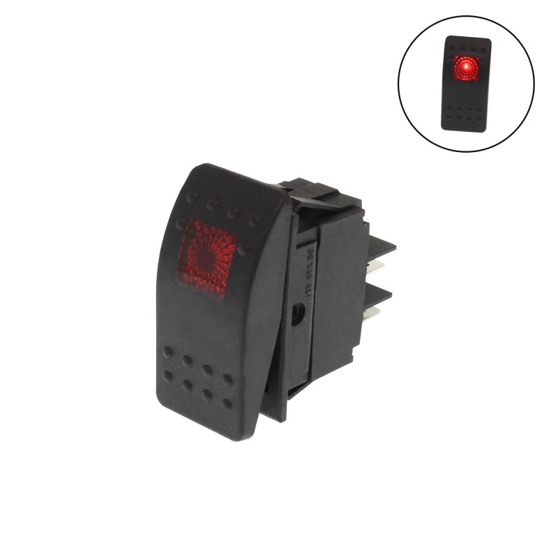 Διακόπτης On/Off 12V 20A 4 pins με κόκκινο LED OEM