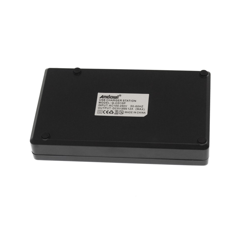 Φορτιστής πρίζας με 12 θύρες USB 60W 2.4A/1A μαύρος Q-CD10P Andowl