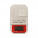 Universal φορτιστής μπαταρίας κινητού και κάμερας με LCD Οθόνη και Θύρα USB λευκό-κόκκινο HY-1012 OEM