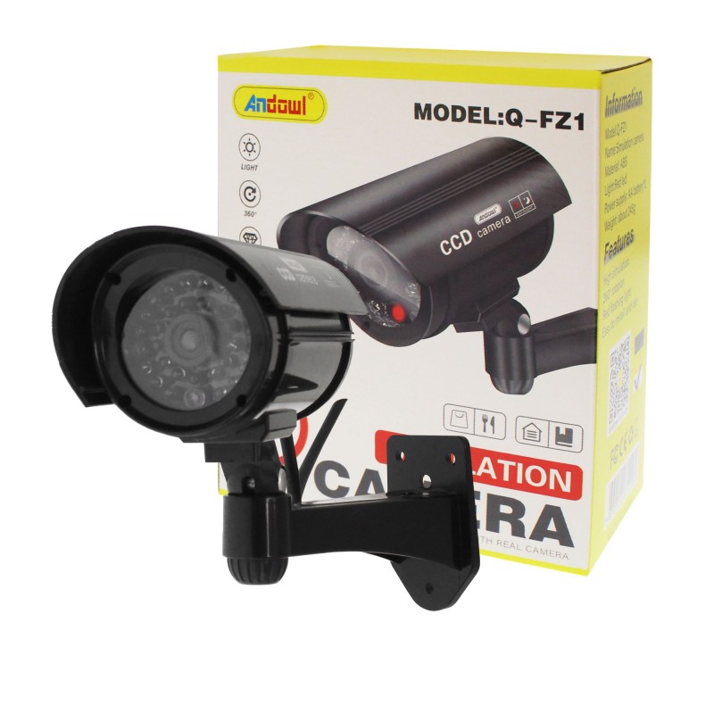 Αδιάβροχη ψεύτικη κάμερα ασφαλείας με κόκκινο LED μαύρη Q-FZ1 Andowl