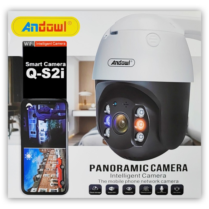 Κάμερα παρακολούθησης PTZ IP Wi-Fi FULL HD με 355° και ανιχνευτή κίνησης Q-S2i Andowl