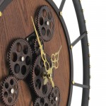 Μηχανικό ρολόι τοίχου κυκλικό με κινούμενα γρανάζια 60 cm καφέ OEM