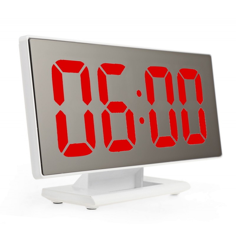 Ψηφιακό LED ρολόι-ξυπνητήρι-ημερολόγιο-θερμόμετρο καθρέπτης λευκό DS-3618L ΟΕΜ