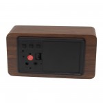 Επιτραπέζιο LED ξύλινο ψηφιακό ρολόι ξυπνητήρι θερμόμετρο ημερολόγιο σε χρώμα σκούρο καφέ ΟΕΜ