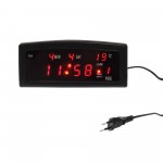 Επιτραπέζιο ψηφιακό ρολόι ξυπνητήρι θερμόμετρο ημερολόγιο με LED ένδειξη μαύρο OEM