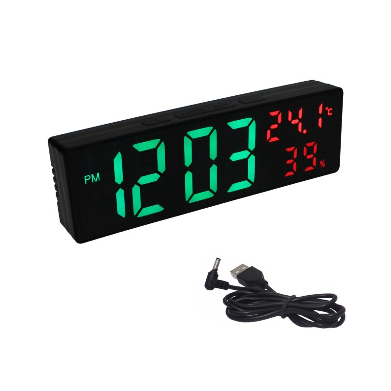 Ψηφιακό LED ρολόι, ξυπνητήρι, θερμόμετρο και υγρόμετρο μαύρο DS-3818L
