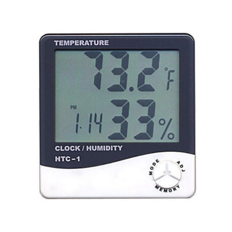 Ψηφιακό ρολόι, θερμόμετρο, υγρόμετρο, ξυπνητήρι και ημερολόγιο λευκό με διπλό αισθητήρα HTC-1 OEM