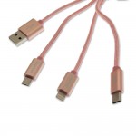 3 σε 1 Καλώδιο φόρτισης USB για Type C, iPhone και Android 1.2m ροζ AWEI CL-970
