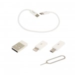 Σετ με Type C καλώδιο φόρτισης 60W και 3 αντάπτορες USB/Lightning/Micro USB σε λευκή θήκη RC-190 REMAX