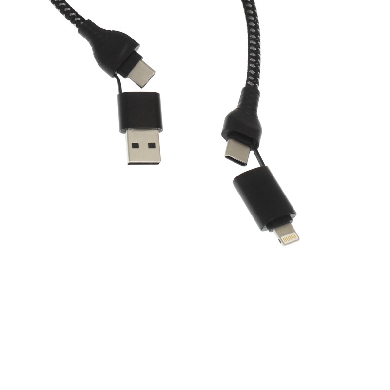 4 σε 1 Καλώδιο φόρτισης 60W USB/Type C σε Type C και Lightning  1m μαύρο CL-126 Awei