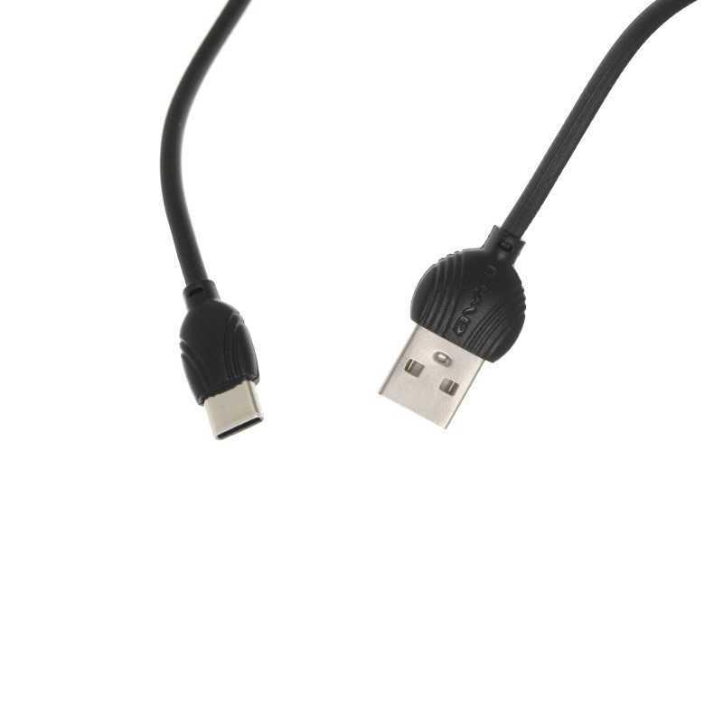 Καλώδιο γρήγορης φόρτισης και μεταφοράς δεδομένων 2.5A USB σε Type C 2m μαύρο CL-61T Awei