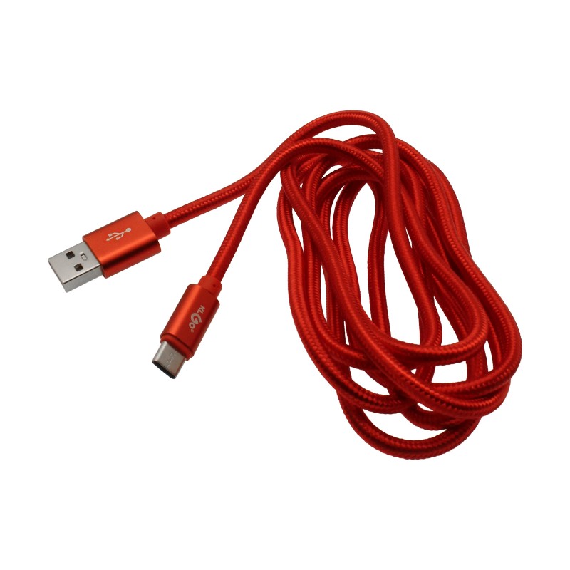 Καλώδιο γρήγορης φόρτισης και μεταφοράς δεδομένων USB σε Type C 2.4A 2m κόκκινο S-52 KLGO