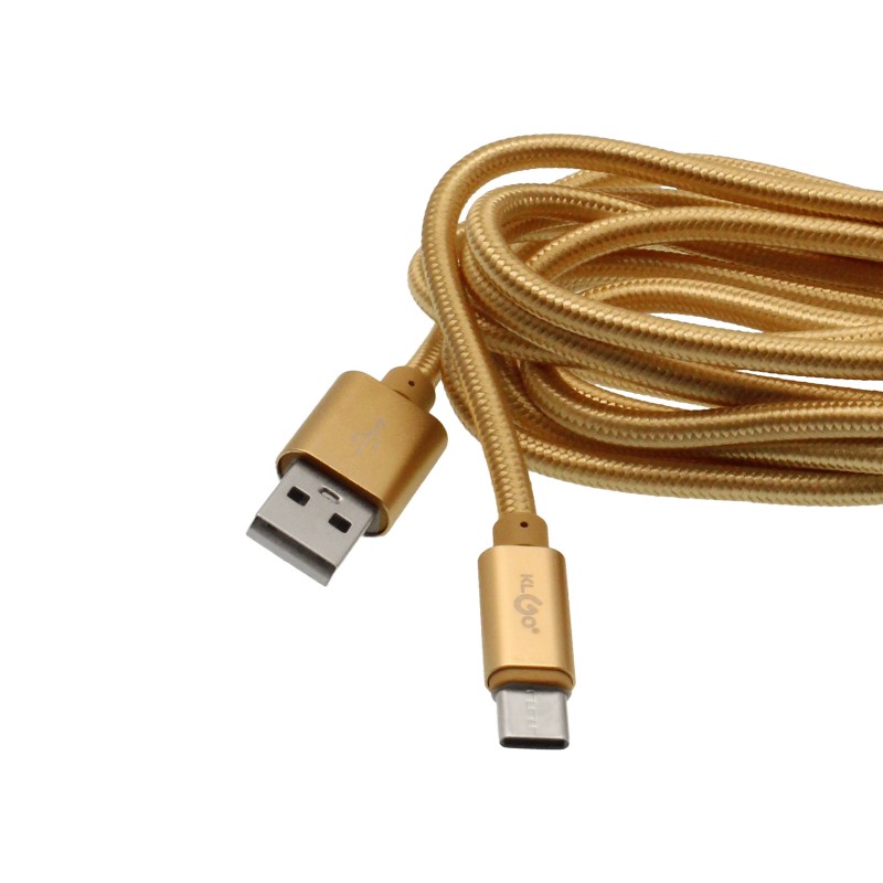 Καλώδιο γρήγορης φόρτισης και μεταφοράς δεδομένων USB σε Type C 2.4A 2m χρυσό S-52 KLGO